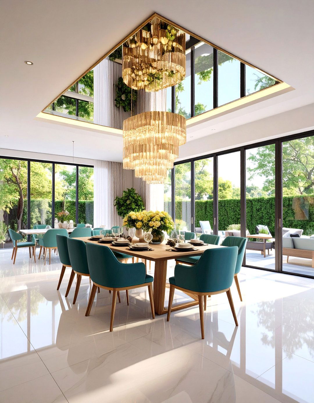Mirrored Ceiling Panel Surprise - 20 Dining Room Mirror Ideas
