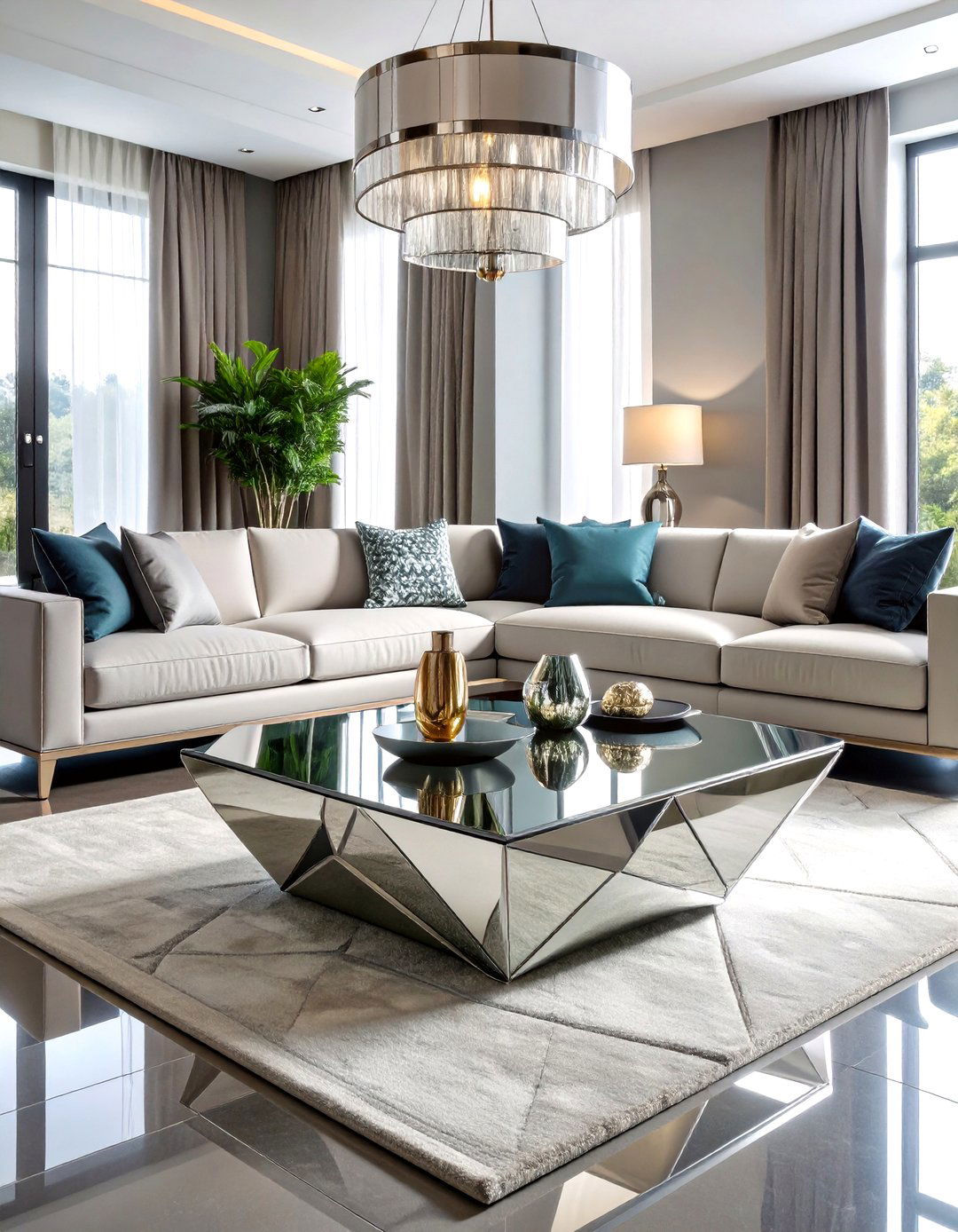 Mirrored Coffee Tables - 20 Silver Living Room Ideas