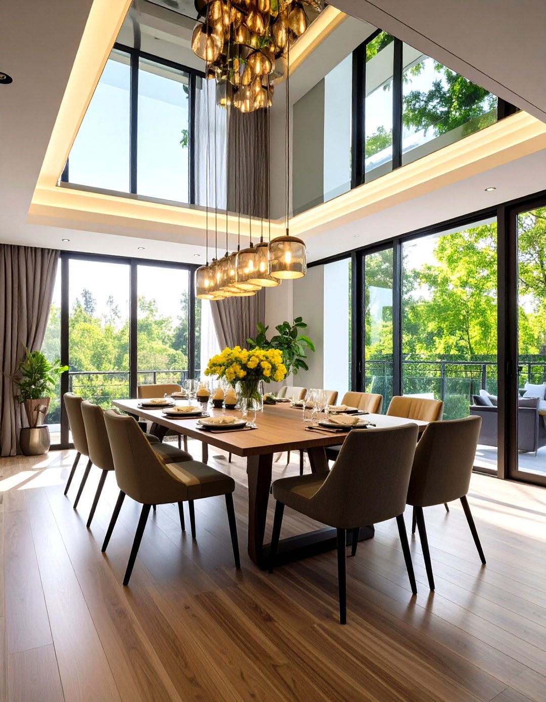 Mirrored Dining Room Ceiling Expands Space - 20 Dining Room Ceiling Ideas