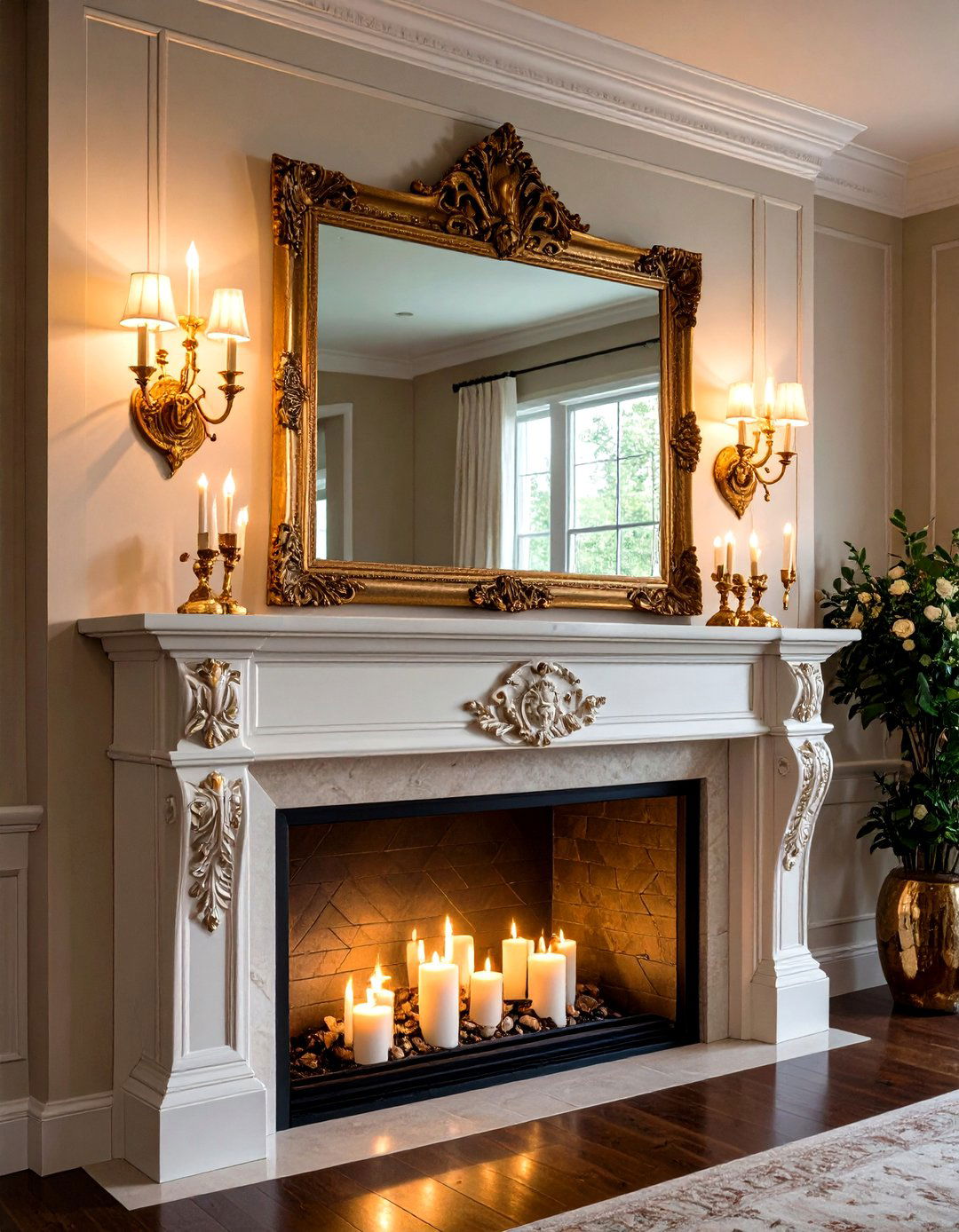 Mirrored Mantel With Fireplace Sconces for Extra Shine - 20 Fireplace Sconces Ideas