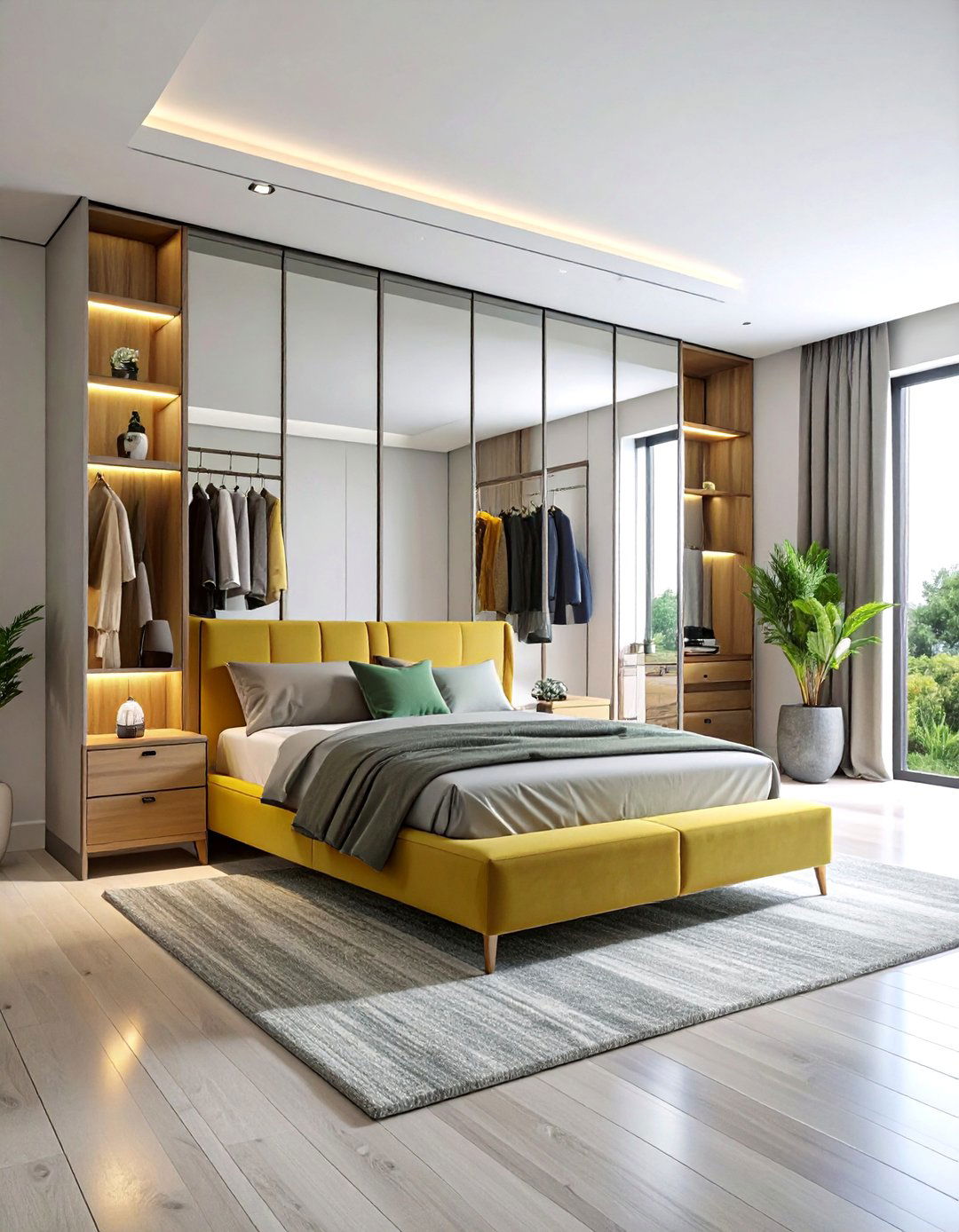 Mirrored Over Bed Gallery - 20 Built-in Wardrobe Ideas Around a Bed