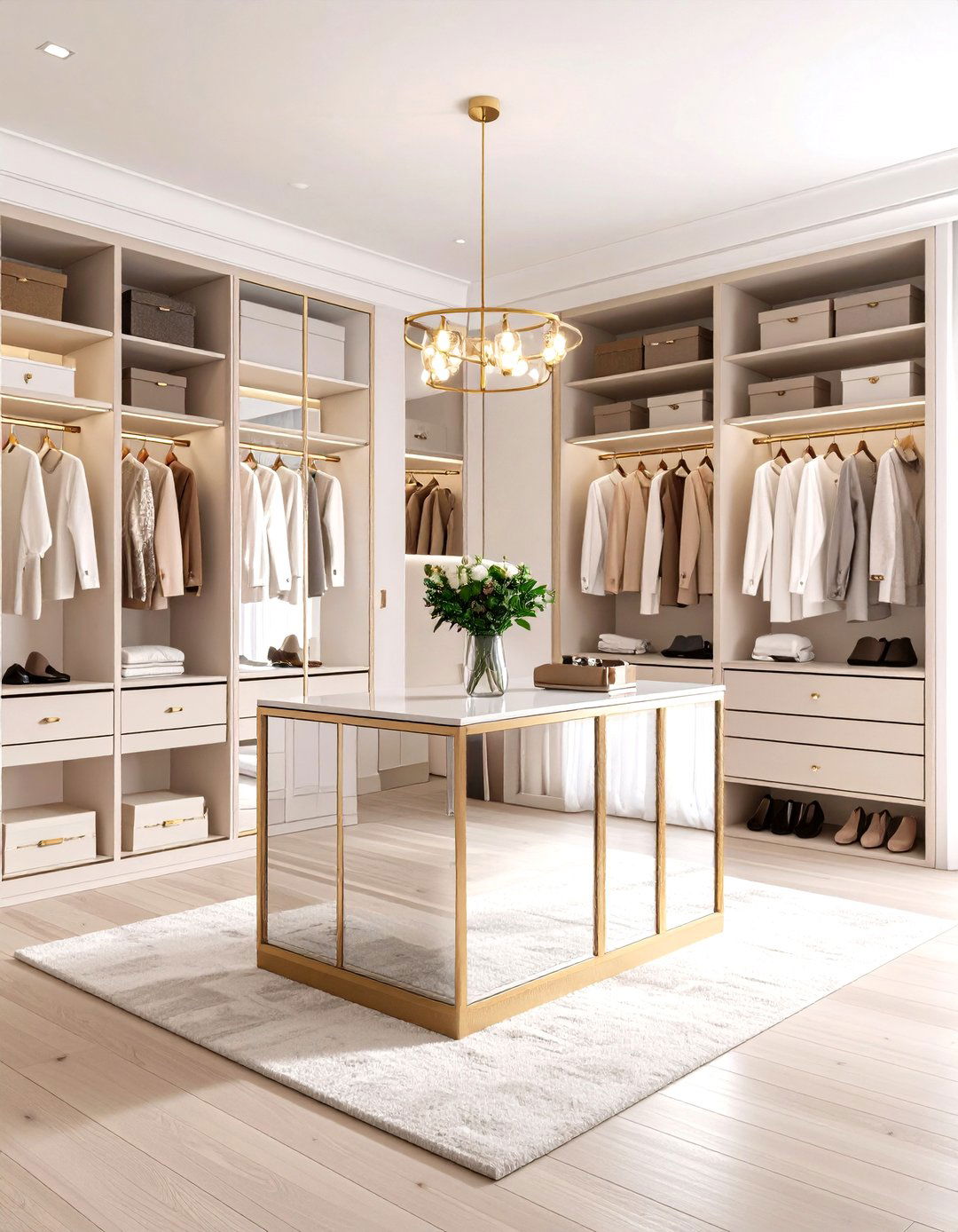 Mirrored Panel Closet Island - 20 Closet Island Ideas