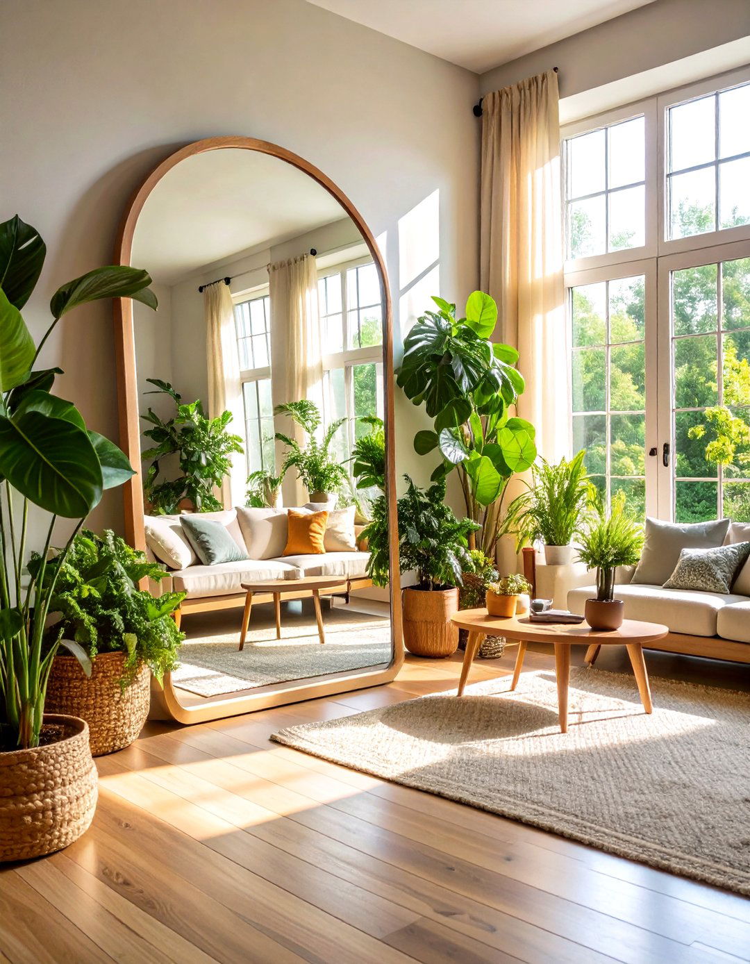Mirrors to Amplify Light - 20 Simple Living Room Ideas