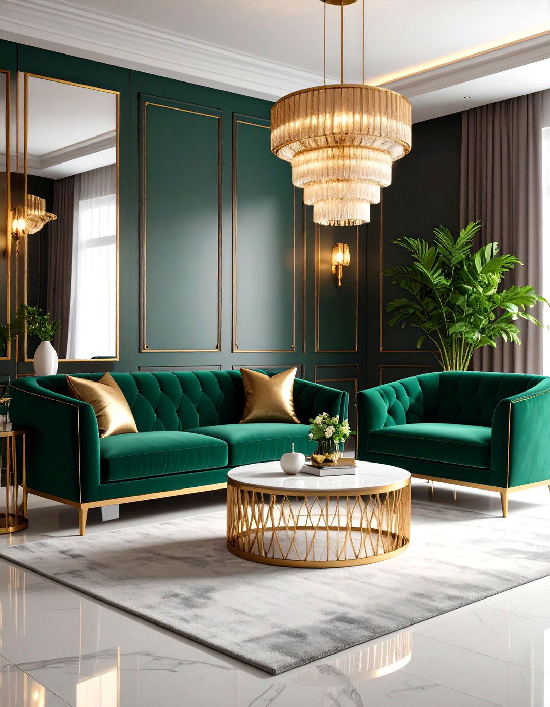 Mismatched Sofas in Art Deco Glamour Style - 20 Mismatched Sofas in Living Room Ideas