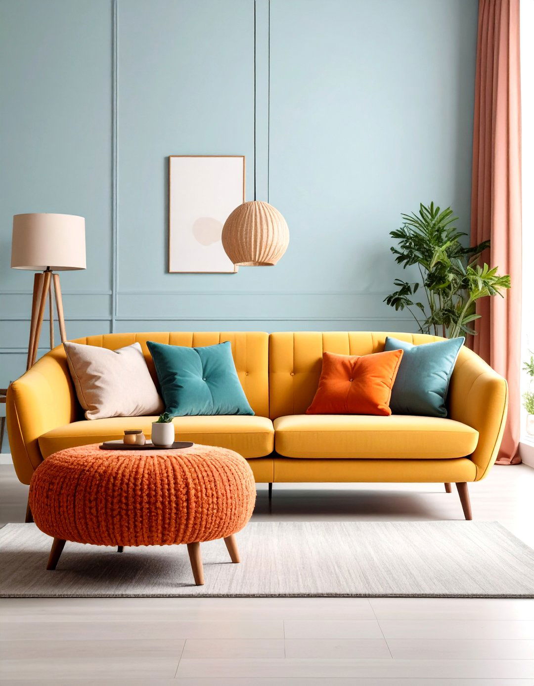 Mismatched Sofas in Curved and Linear Contrast - 20 Mismatched Sofas in Living Room Ideas