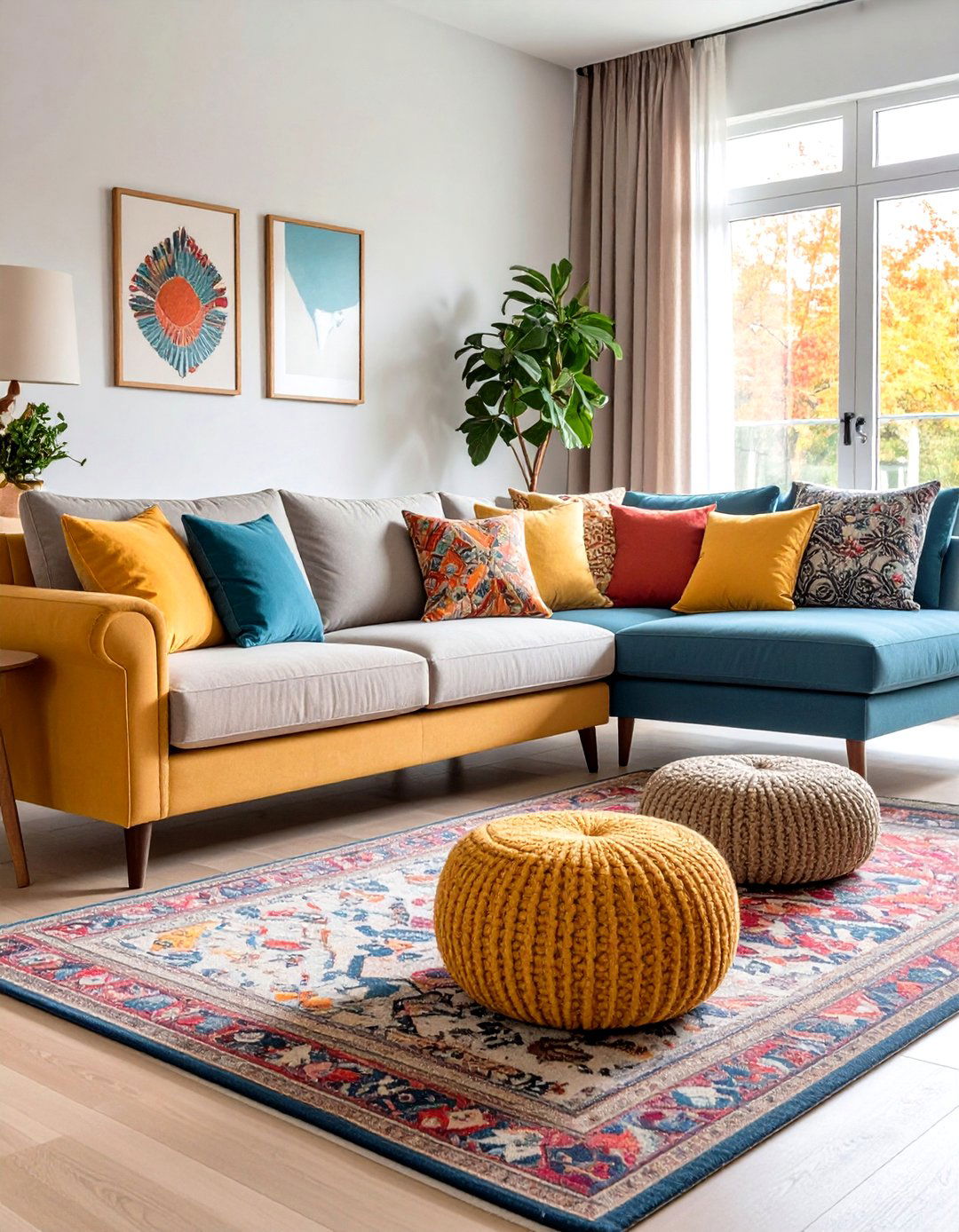 Mismatched Sofas in Sectional and Loveseat Pairing - 20 Mismatched Sofas in Living Room Ideas