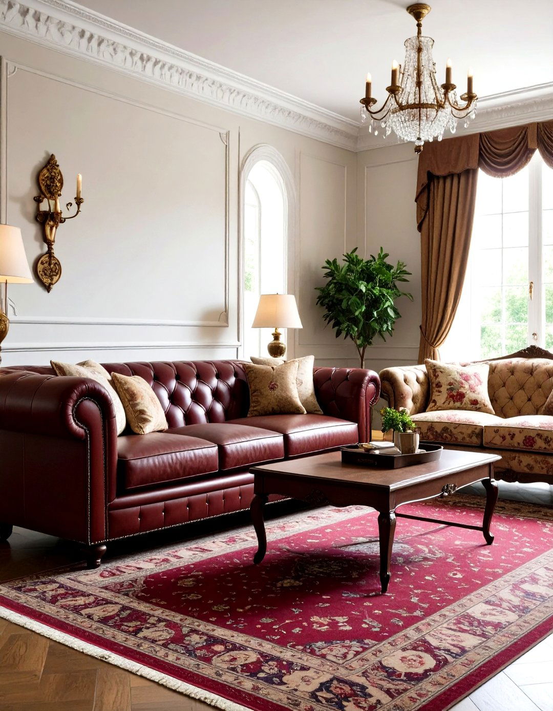 Mismatched Sofas in Traditional English Manor Style - 20 Mismatched Sofas in Living Room Ideas
