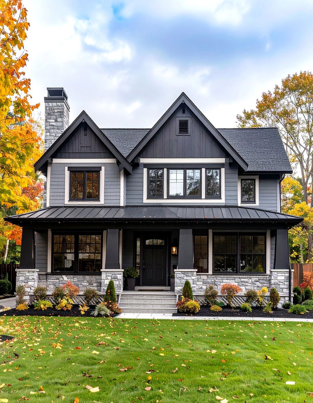 Mist Grey Ranch with Black Fascia Boards - 20 Grey House With Black Trim