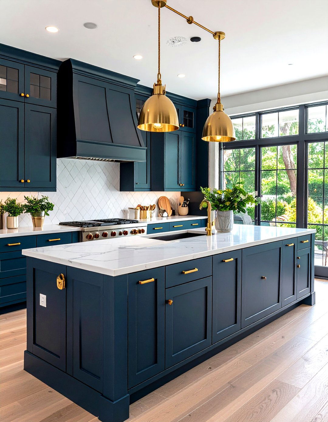 Mix Countertop Materials for Zoning - 20 U Shaped Kitchen Ideas