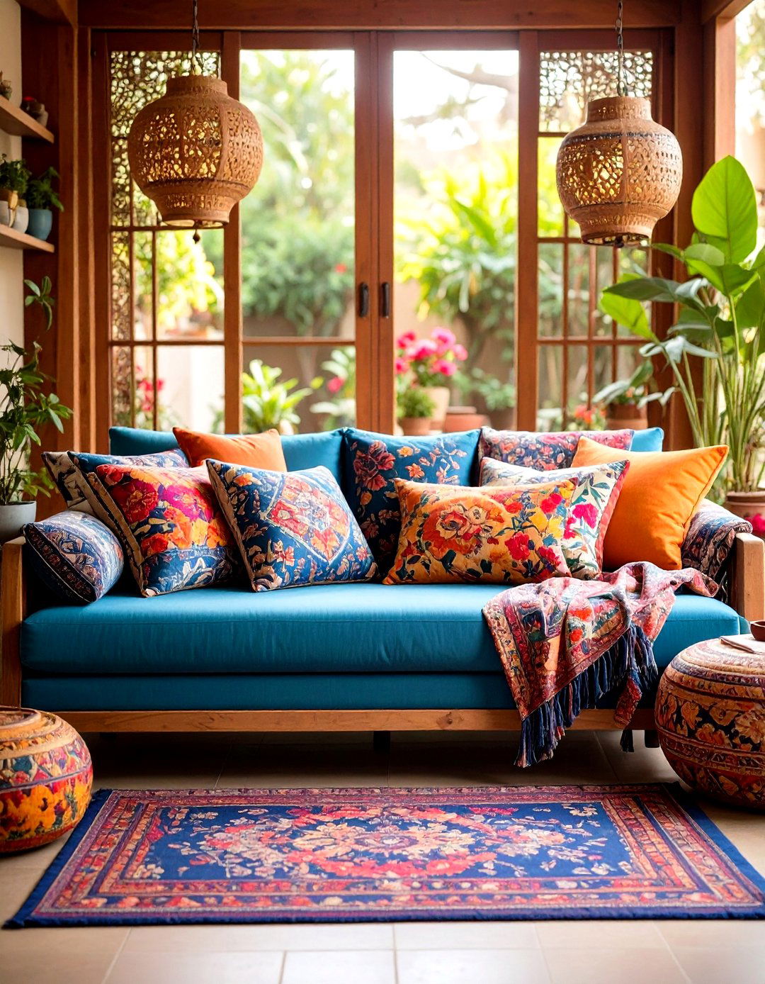 Mix Global Inspired Throw Pillows - 20 Boho Farmhouse Decor Ideas