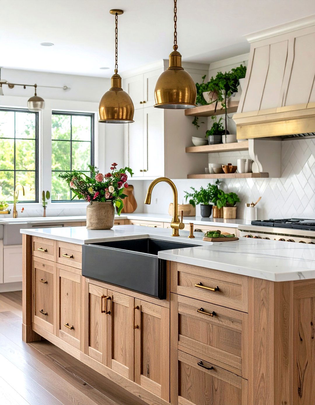 Mix Metal Hardware Adds Depth - 20 Earthy Kitchen Ideas