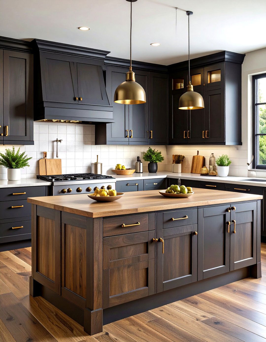 Mix Metal Hardware for a Layered Timeless Look - 20 Dark Wood Kitchen Cabinets