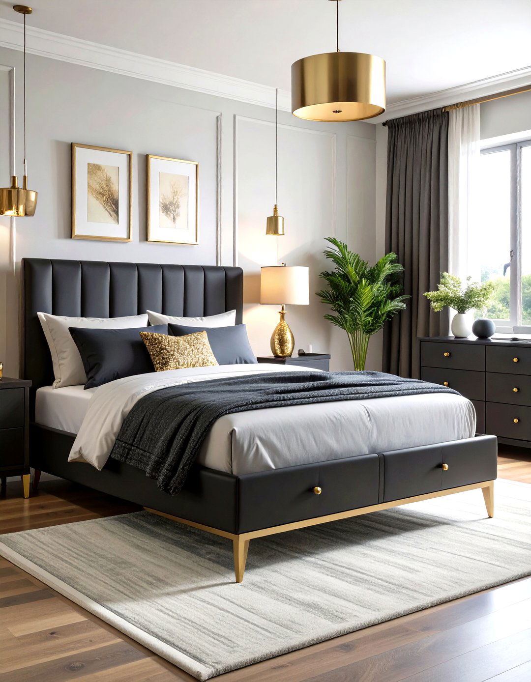 Mix Metals with a Rule - 20 Cream and Black Bedroom Ideas