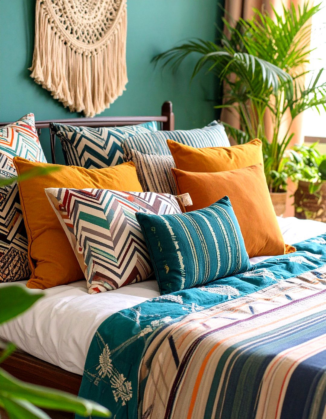 Mix Patterns with Intention - 20 Small Boho Bedroom Ideas