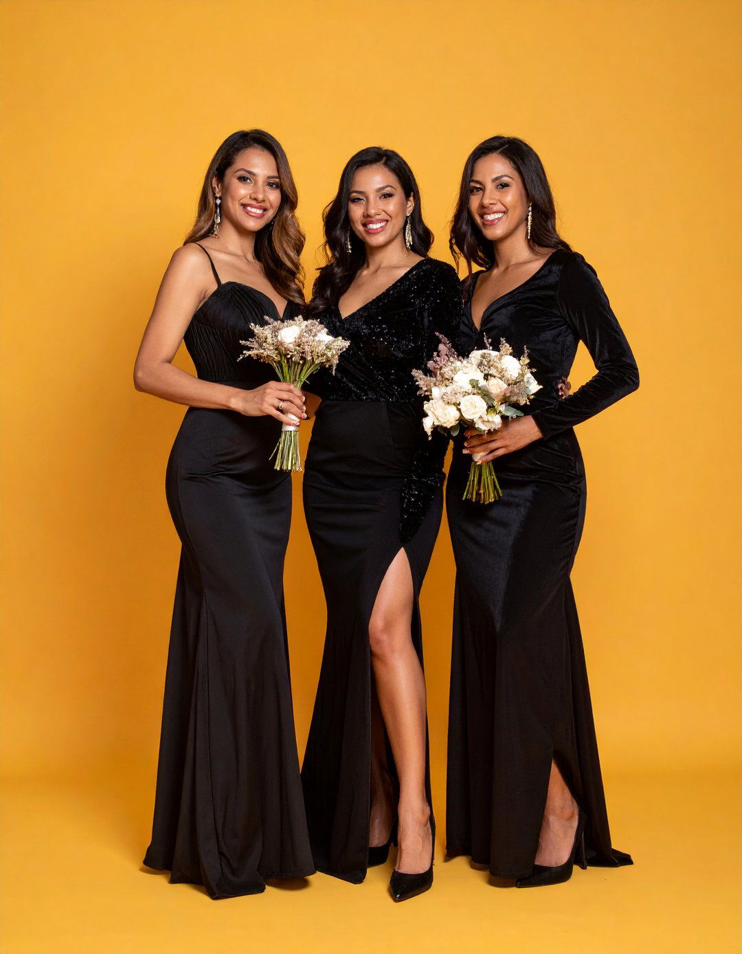 Mix and Match Black Bridesmaid Dresses for a Black Themed Wedding - 20 Black-Themed Wedding Ideas