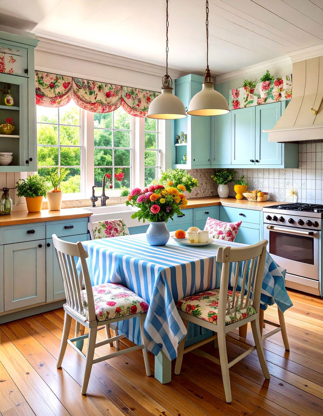 Mix and Match Textiles - 20 Shabby Chic Kitchen Ideas