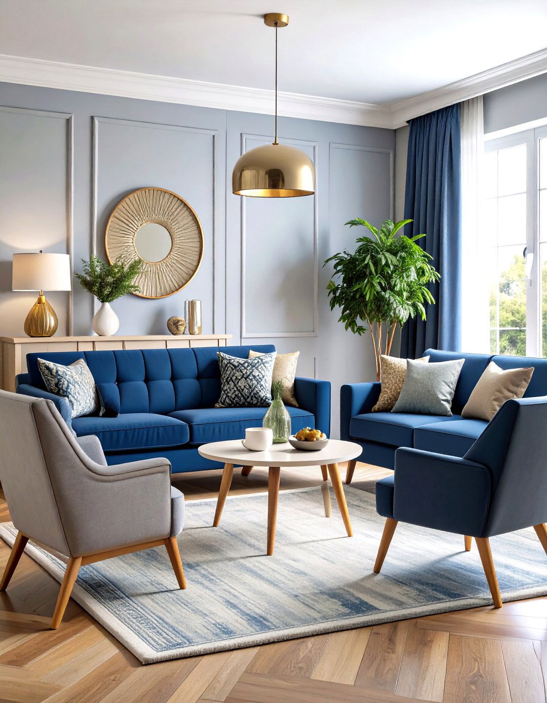 Mixed Blue and Grey Living Room Furniture Arrangements - 20 Blue and Grey Living Room Ideas