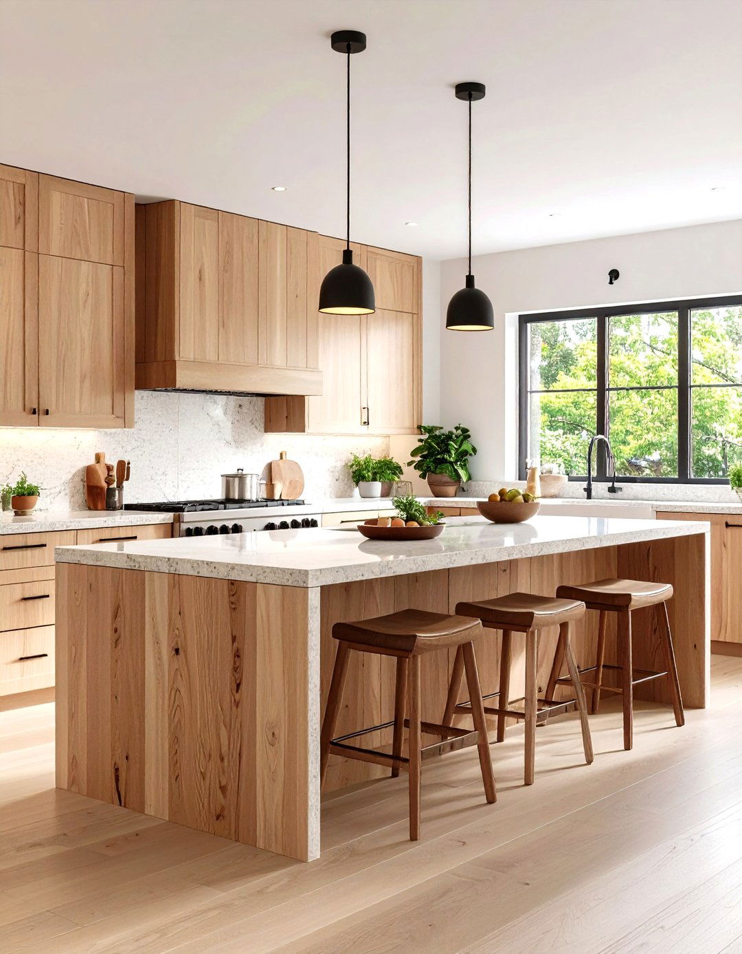 Mixed Butcher Block and Stone Countertops with Oak Cabinets - 20 what color countertops go with oak cabinets