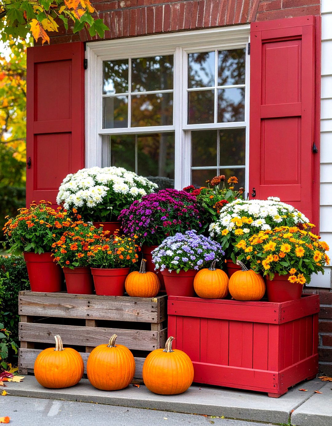 Mixed Container Alternative Fall Window Box Display - 20 Fall Window Box Ideas