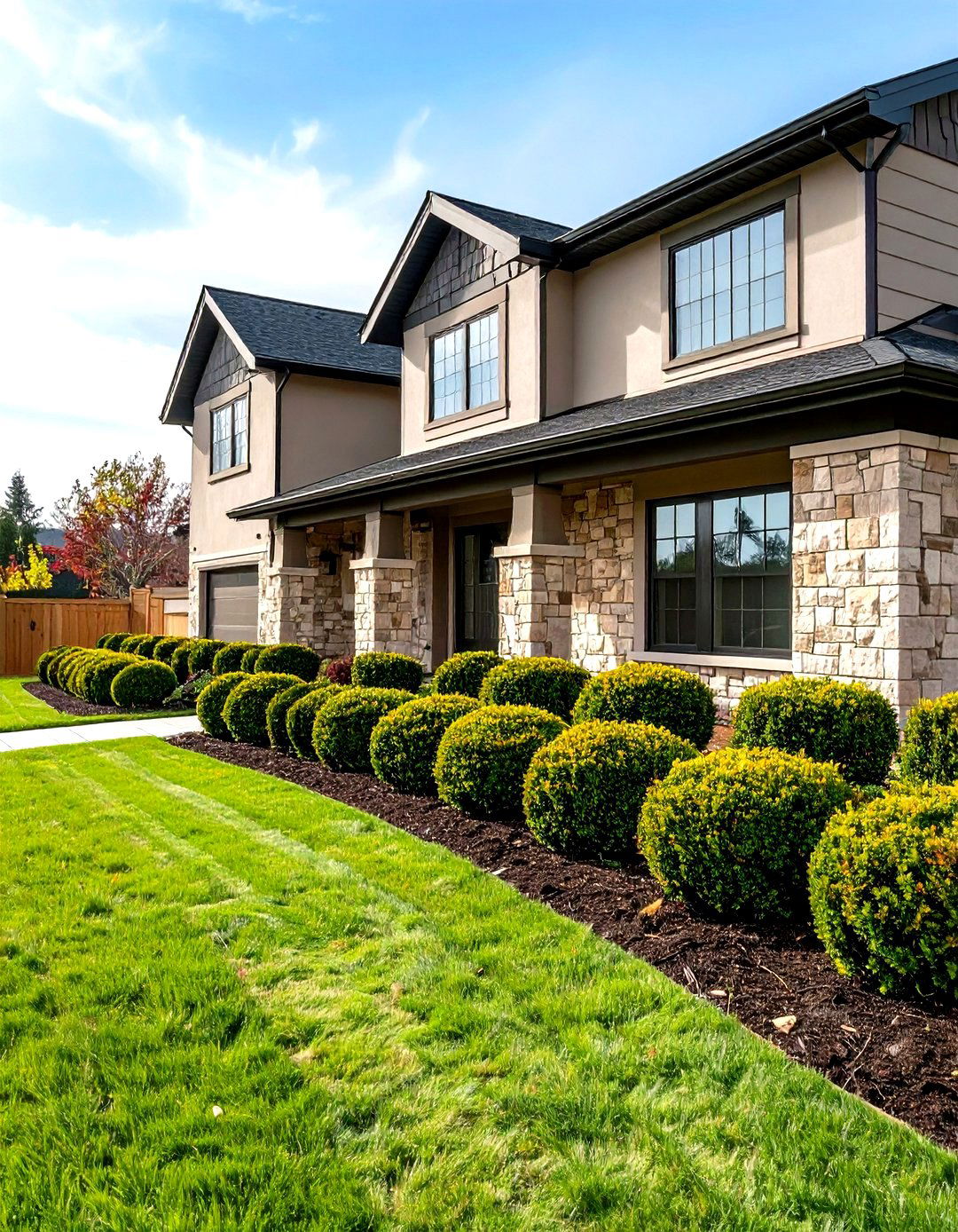 Mixed Height Boxwood Foundation Plantings - 20 Front Yard Boxwood Designs