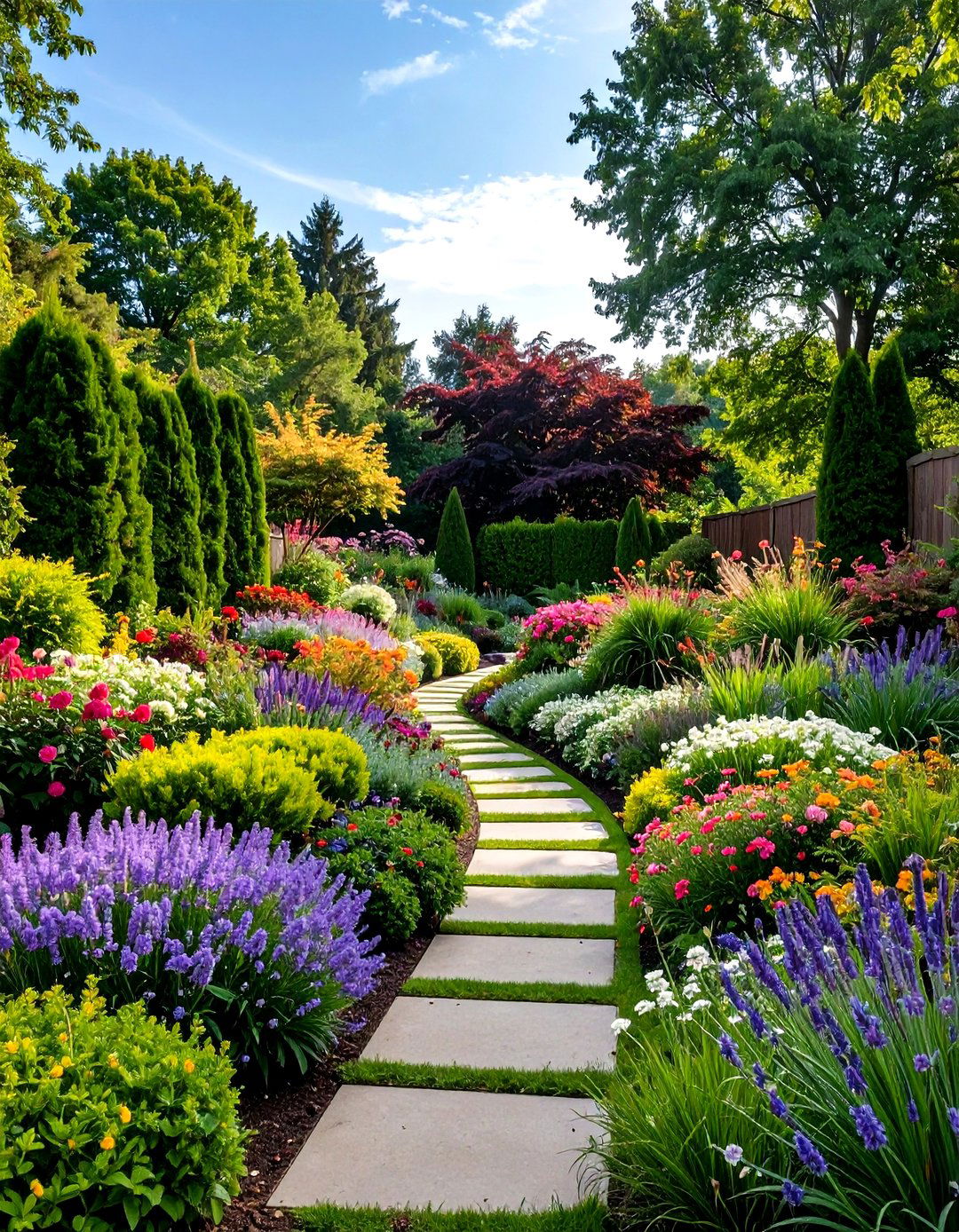 Mixed Height Garden Border Layered Design - 20 Low Maintenance Garden Border Ideas