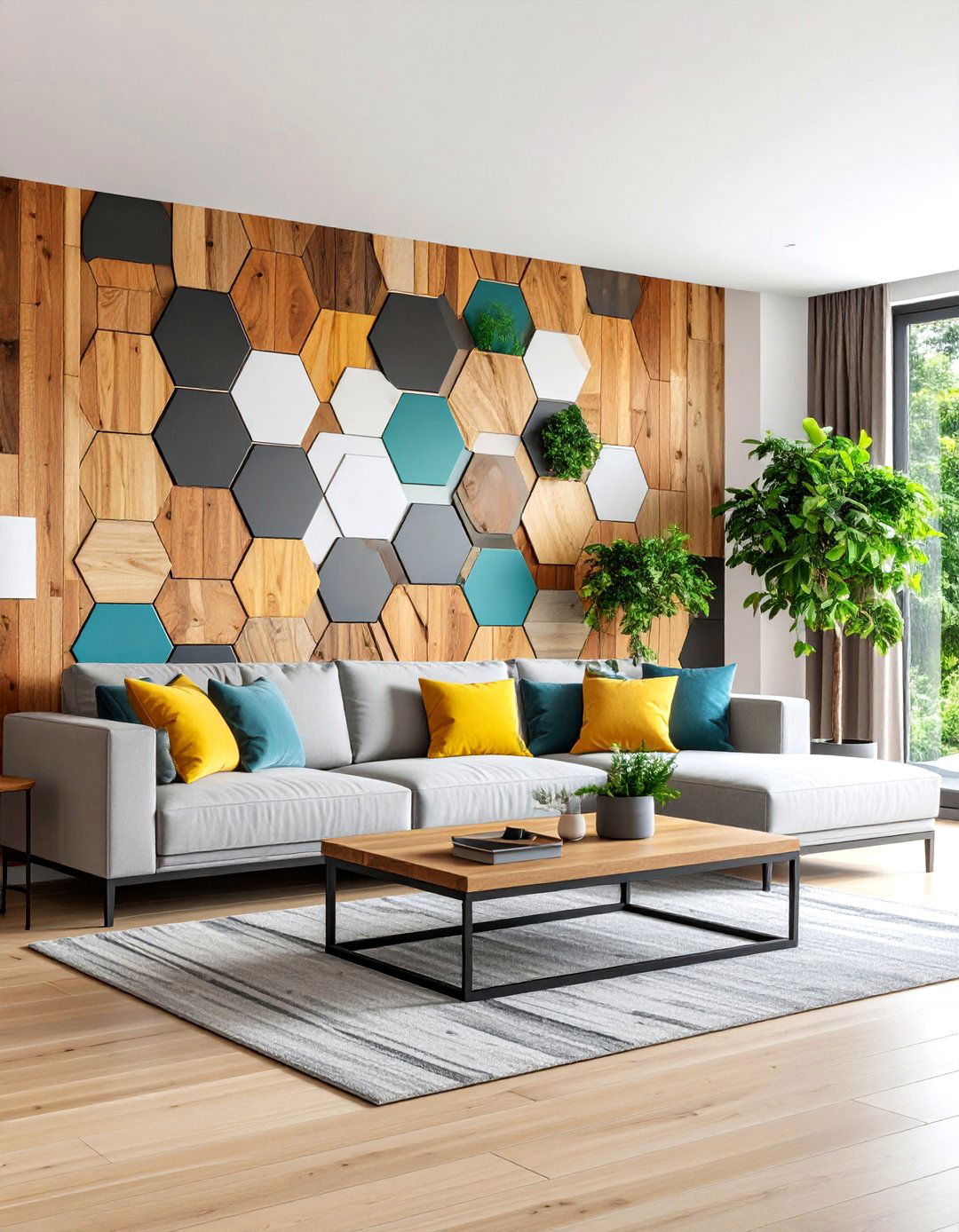 Mixed Material Basement Accent Wall Blends Wood Metal and Tile - 20 Basement Accent Wall Ideas