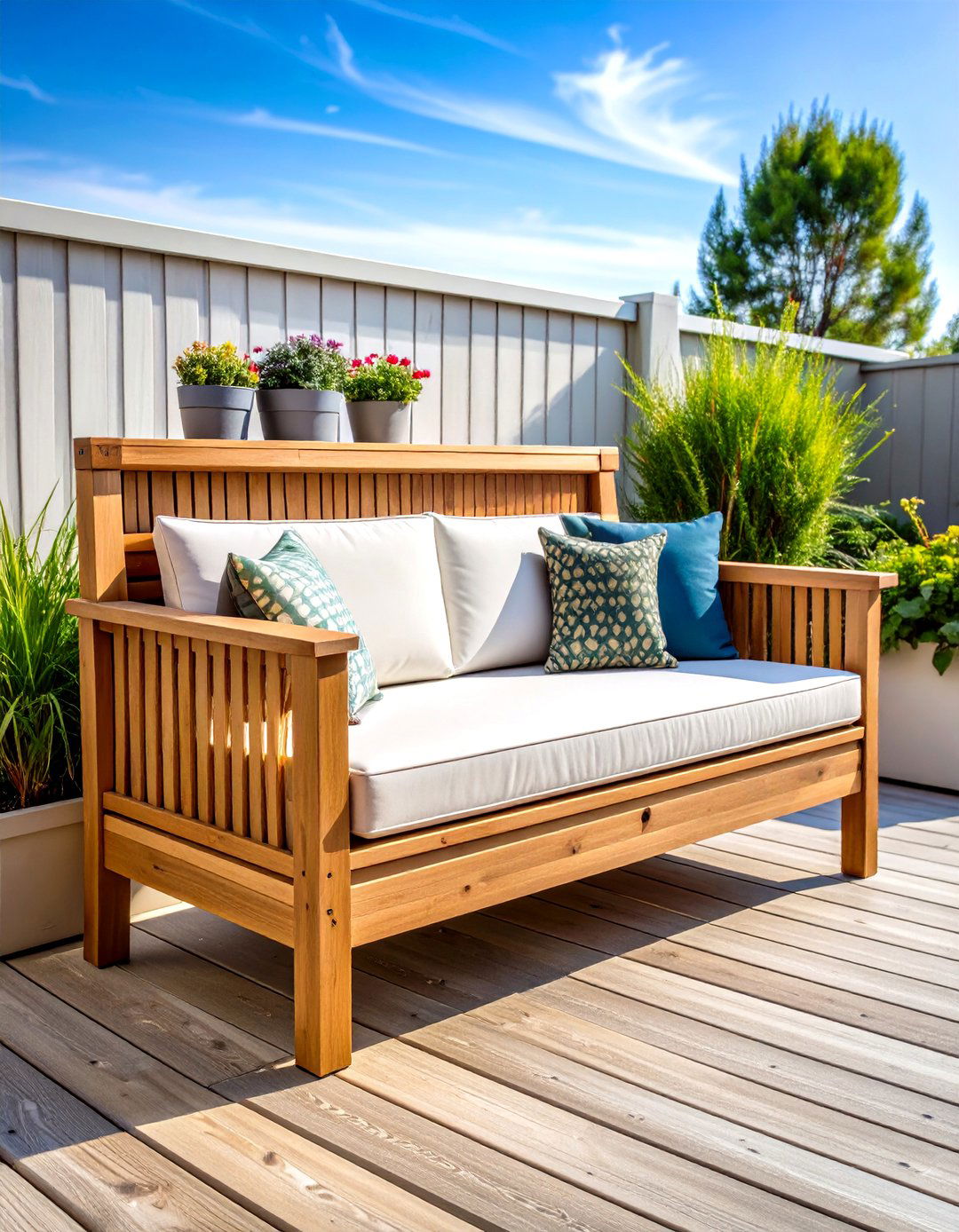 Mixed Material Bench with Metal Accents - 20 Built-in Deck Bench Ideas and Designs