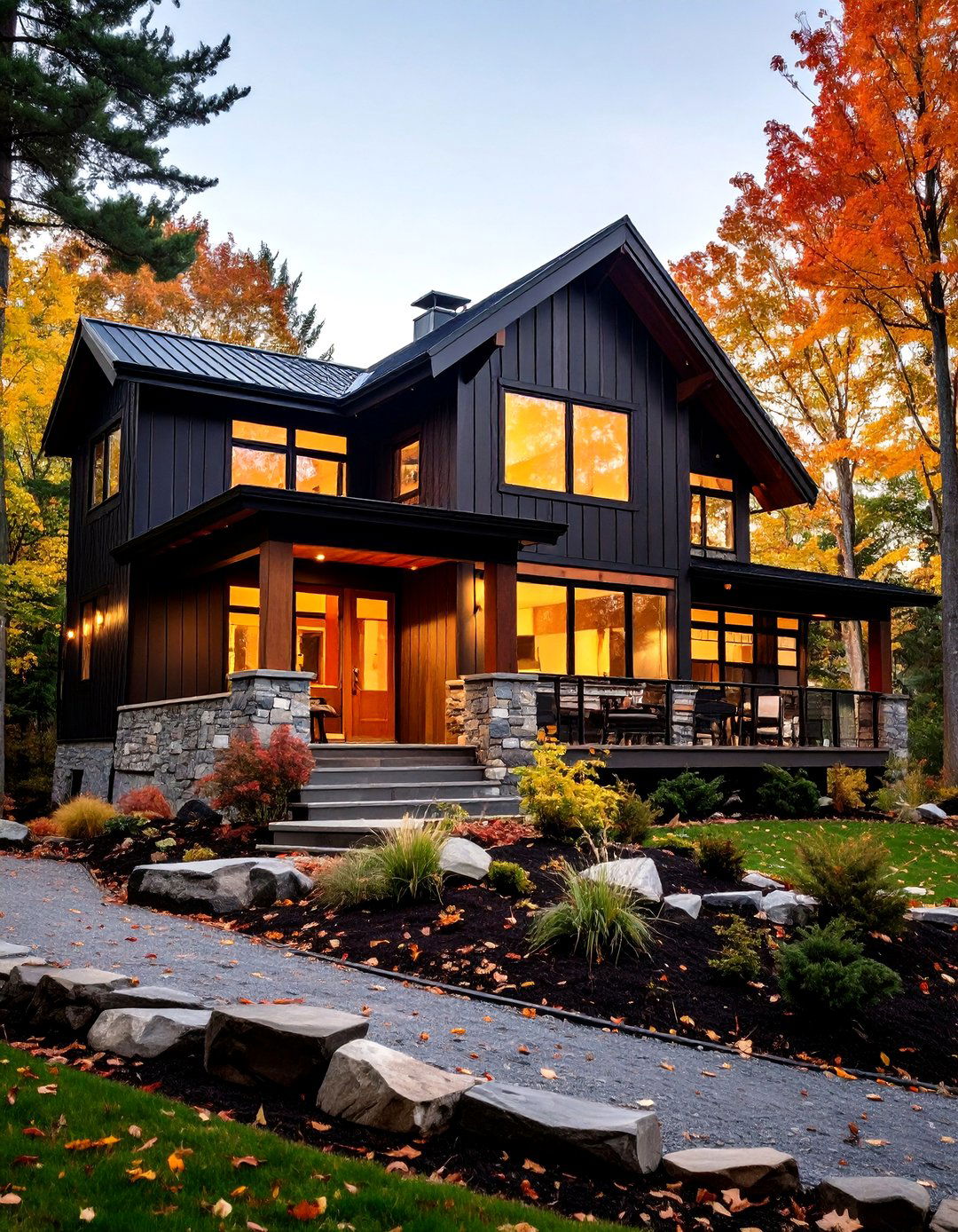 Mixed Material Black Siding House - 20 black siding house ideas
