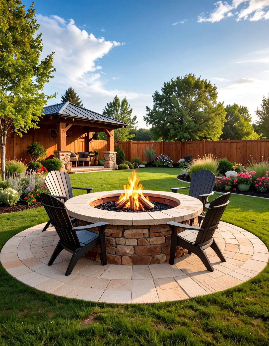 Mixed Material Brick Fire Pit - 20 Brick Fire Pit Ideas