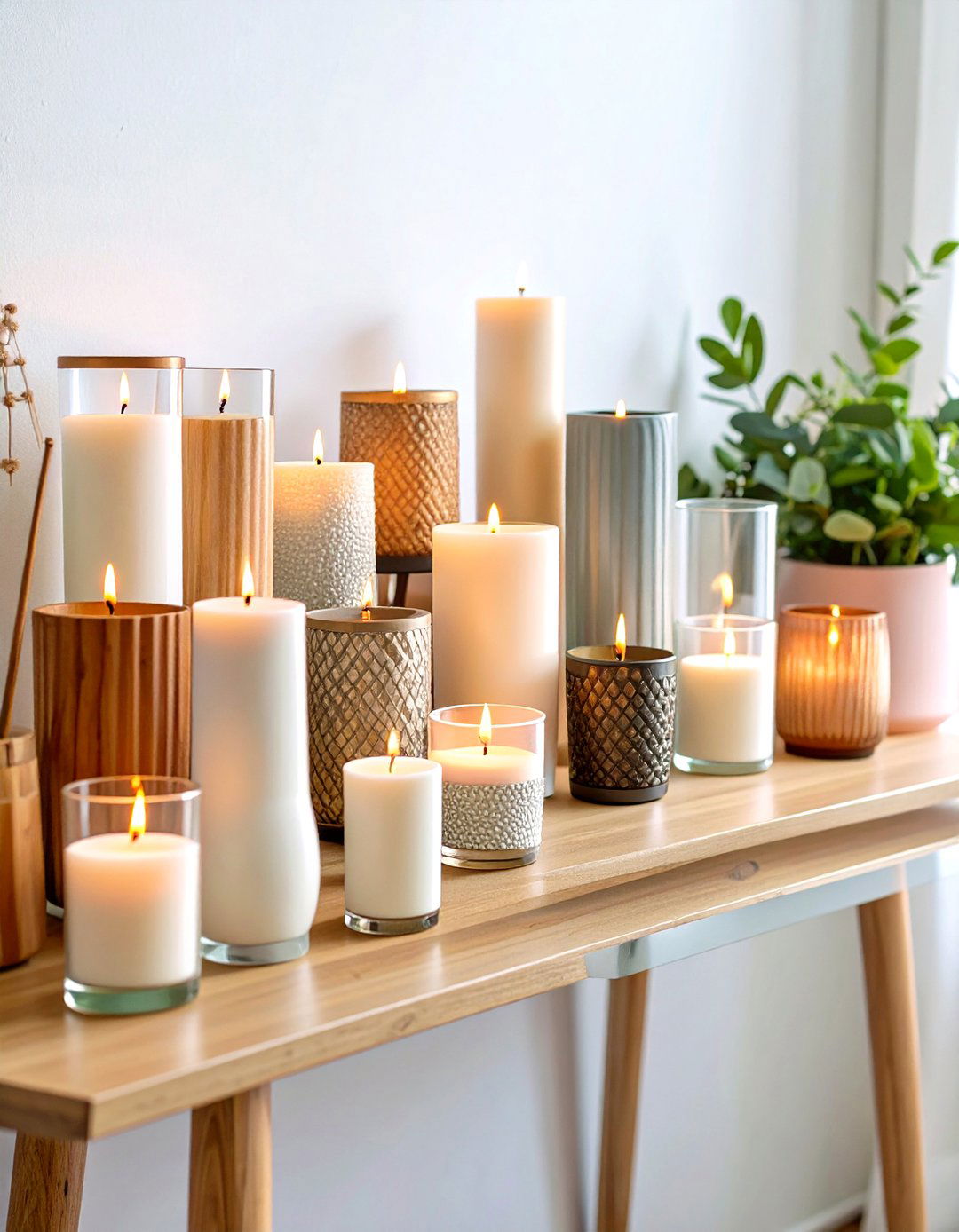 Mixed Material Candleholders for Eclectic Charm - 20 Decorating With Candles