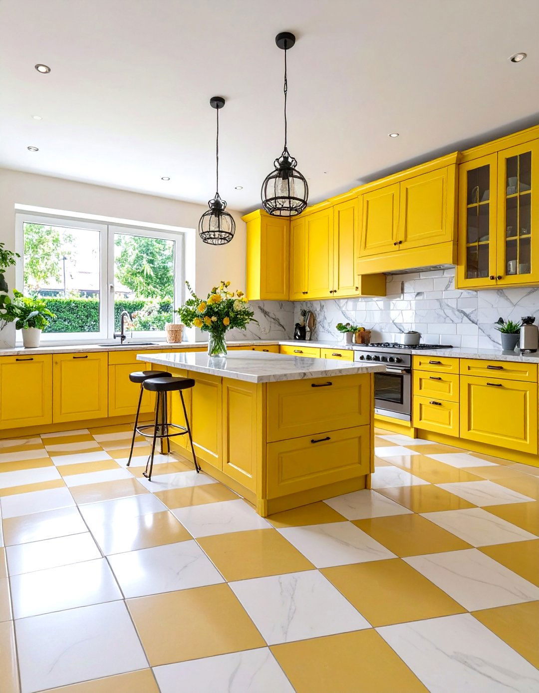 Mixed Material Checkered Floors Kitchen - 20 Kitchens With Checkered Floors