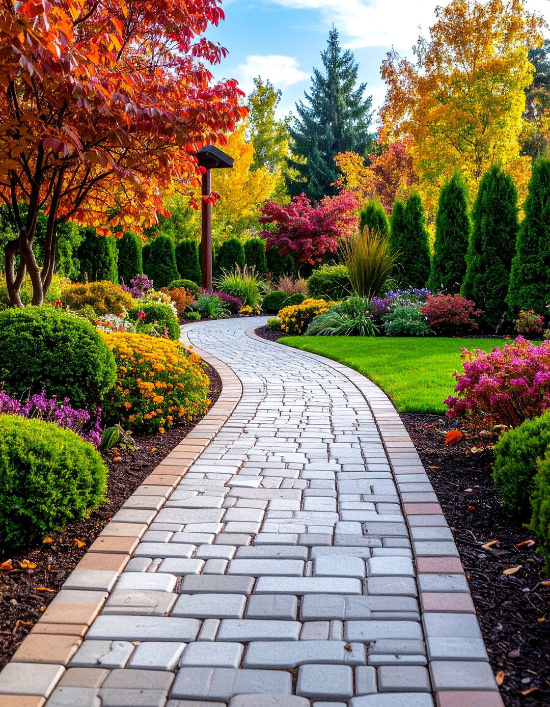 Mixed Material Cobblestone Walkway - 20 Cobble Stone Walkway Ideas
