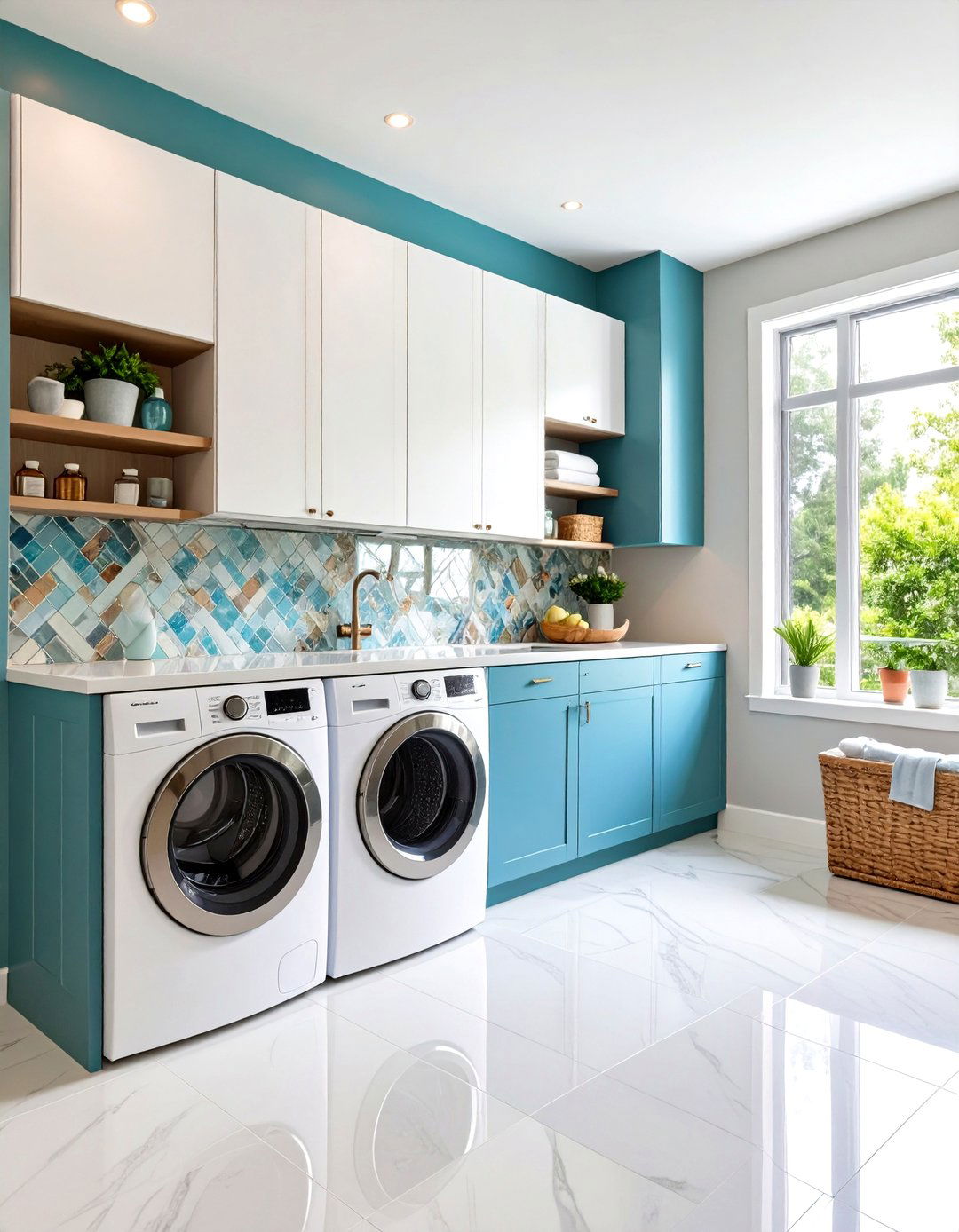 Mixed Material Collage Laundry Room Backsplash - 20 Laundry Room Backsplash Ideas