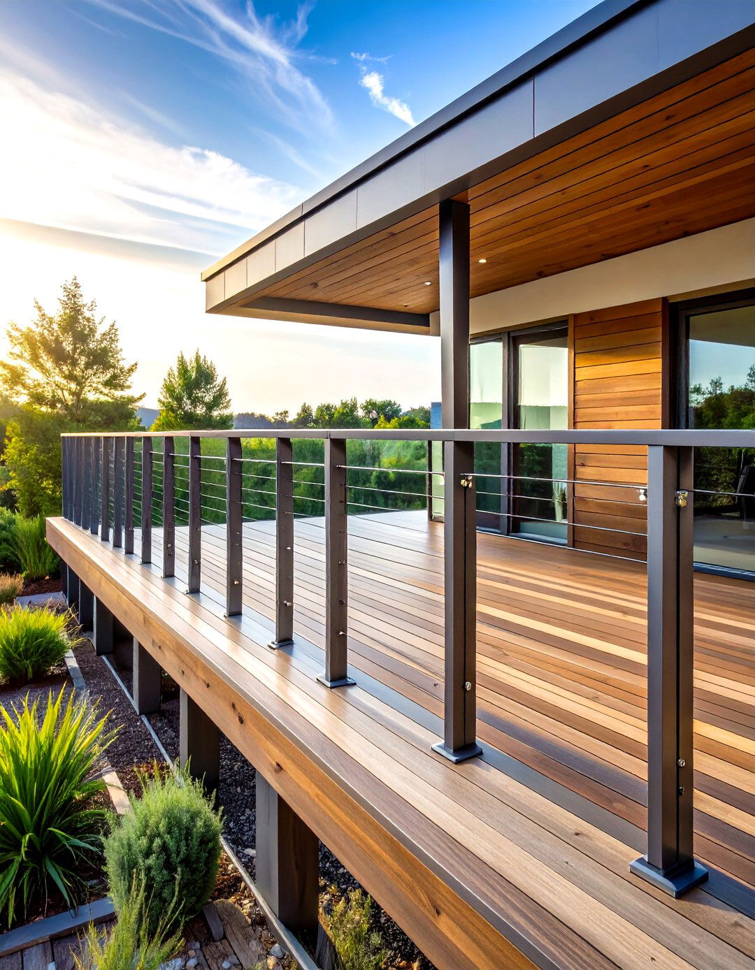 Mixed Material Deck Railing - 20 Deck Railing Ideas