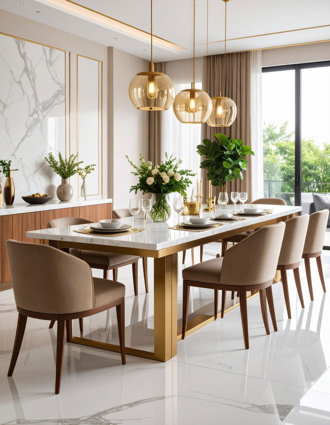 Mixed Material Dining Room Surfaces - 20 Glam Dining Room Ideas
