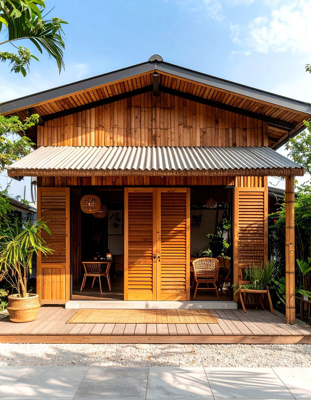 Mixed Material Facade in a Boho House Exterior - 20 Boho House Exterior Ideas