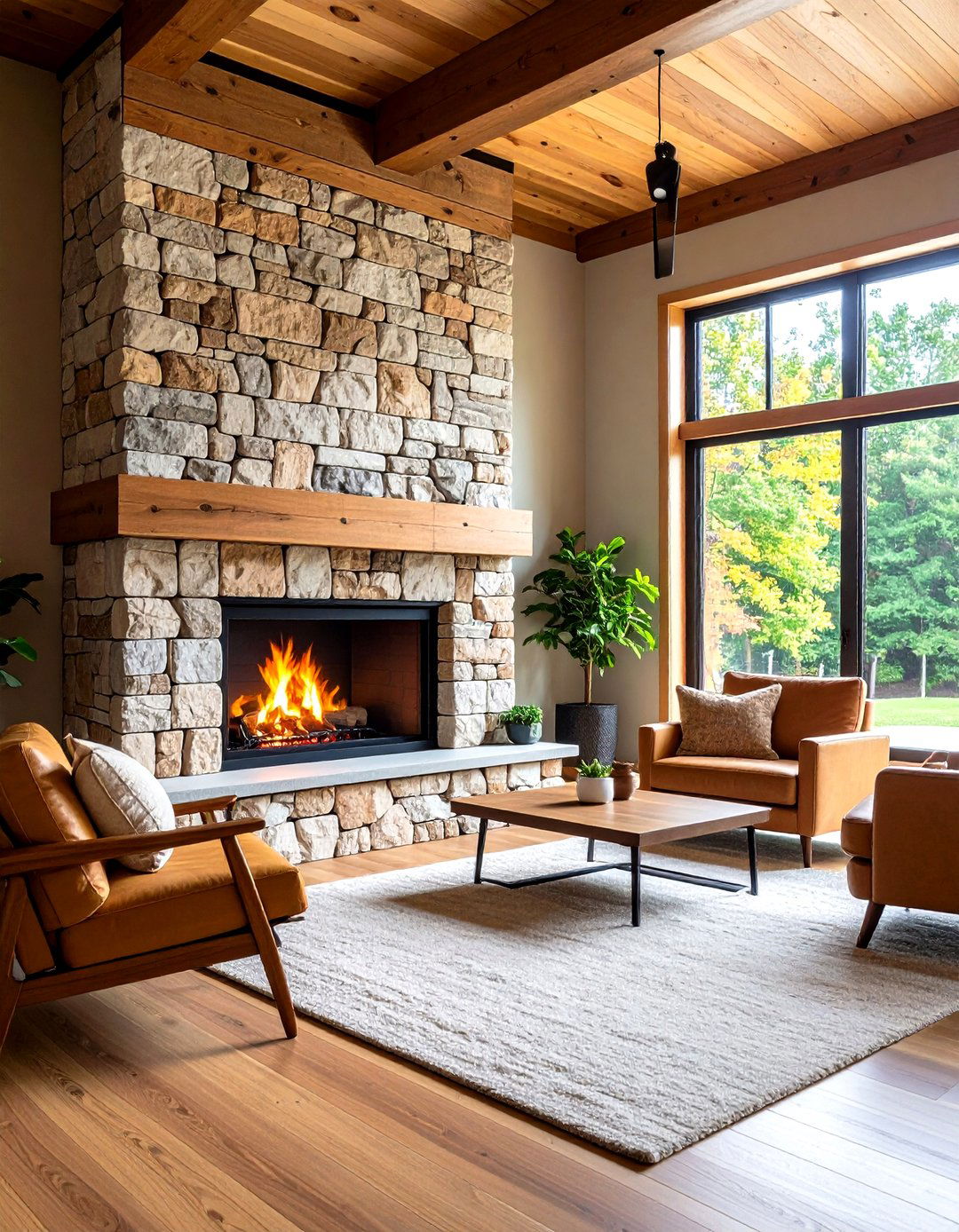 Mixed Material Fireplace Design - 20 Fireplace Accent Wall Ideas