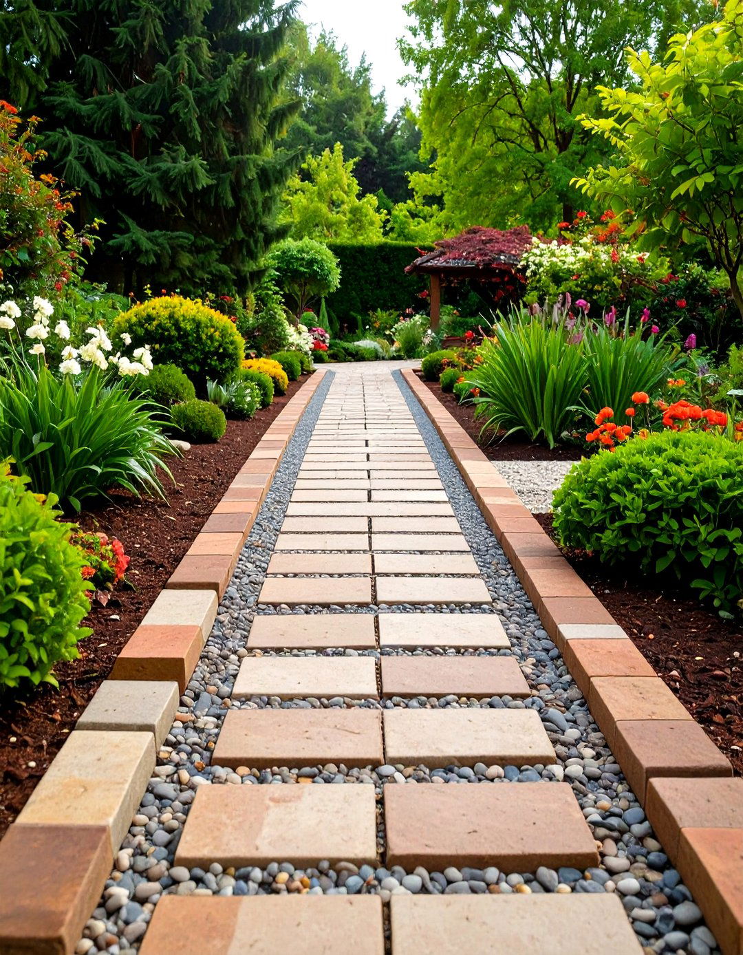 Mixed Material Garden Path Combination - 20 Garden Path Ideas