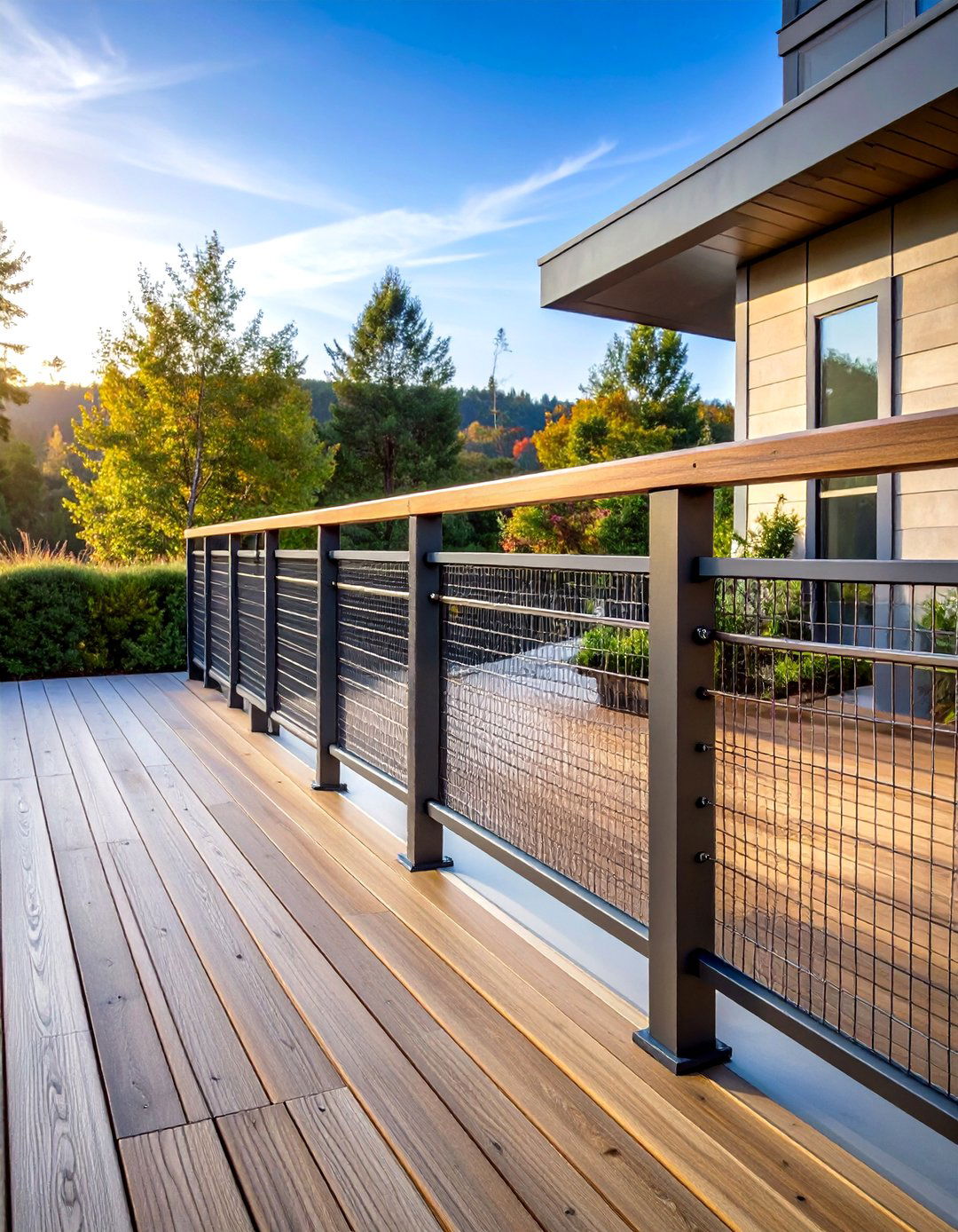 Mixed Material Hog Wire Deck Railing - 20 Hog Wire Deck Railing Ideas