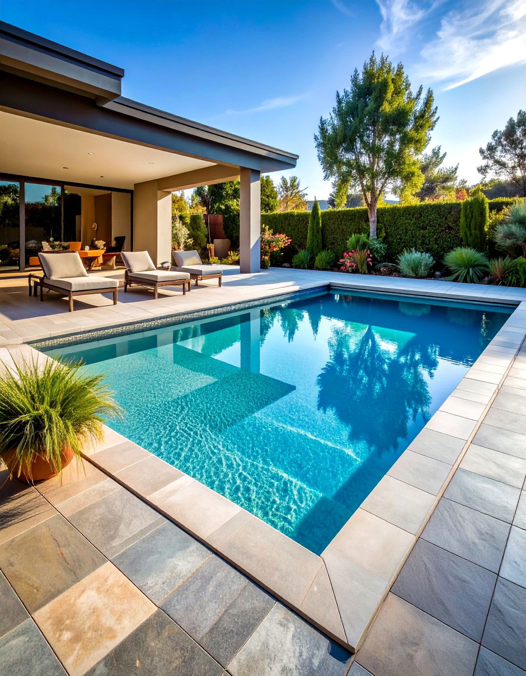Mixed Material Inlays - 20 Stamped Concrete Pool Deck Ideas