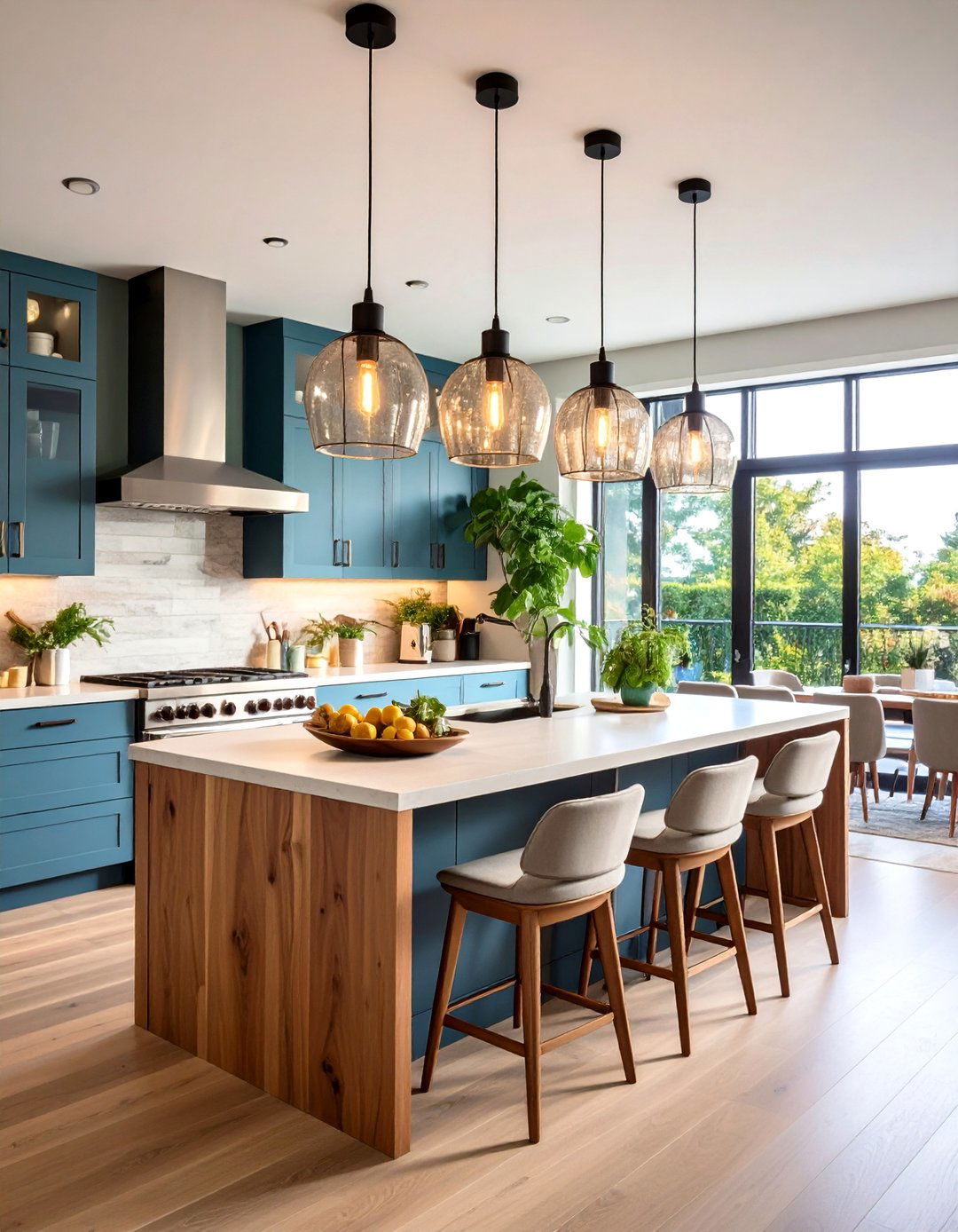 Mixed Material Kitchen Island Lighting with Textural Combinations - 20 Kitchen Island Lighting Ideas