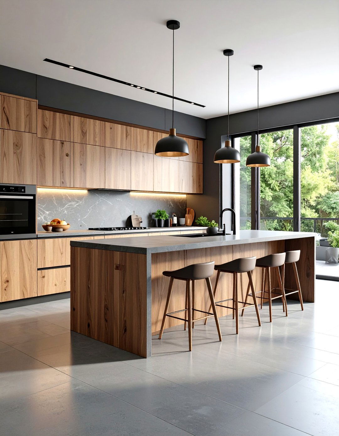 Mixed Material Kitchens With Grey Floors - 20 Kitchens With Grey Floors