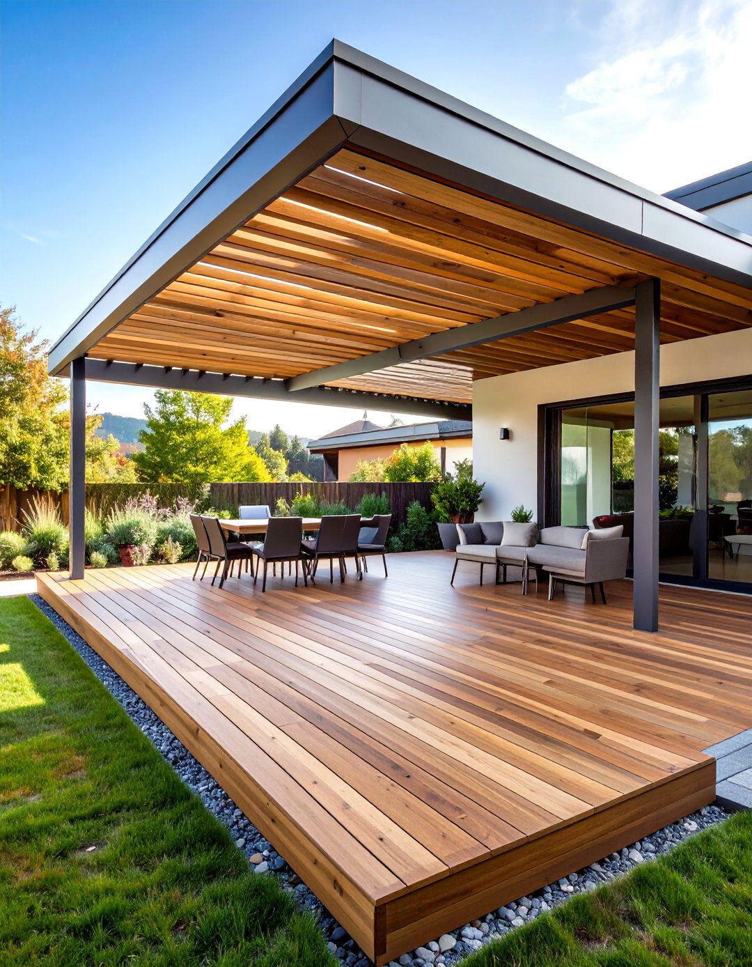 Mixed Material Laminate and Metal Patio Ceiling - 20 patio ceiling ideas