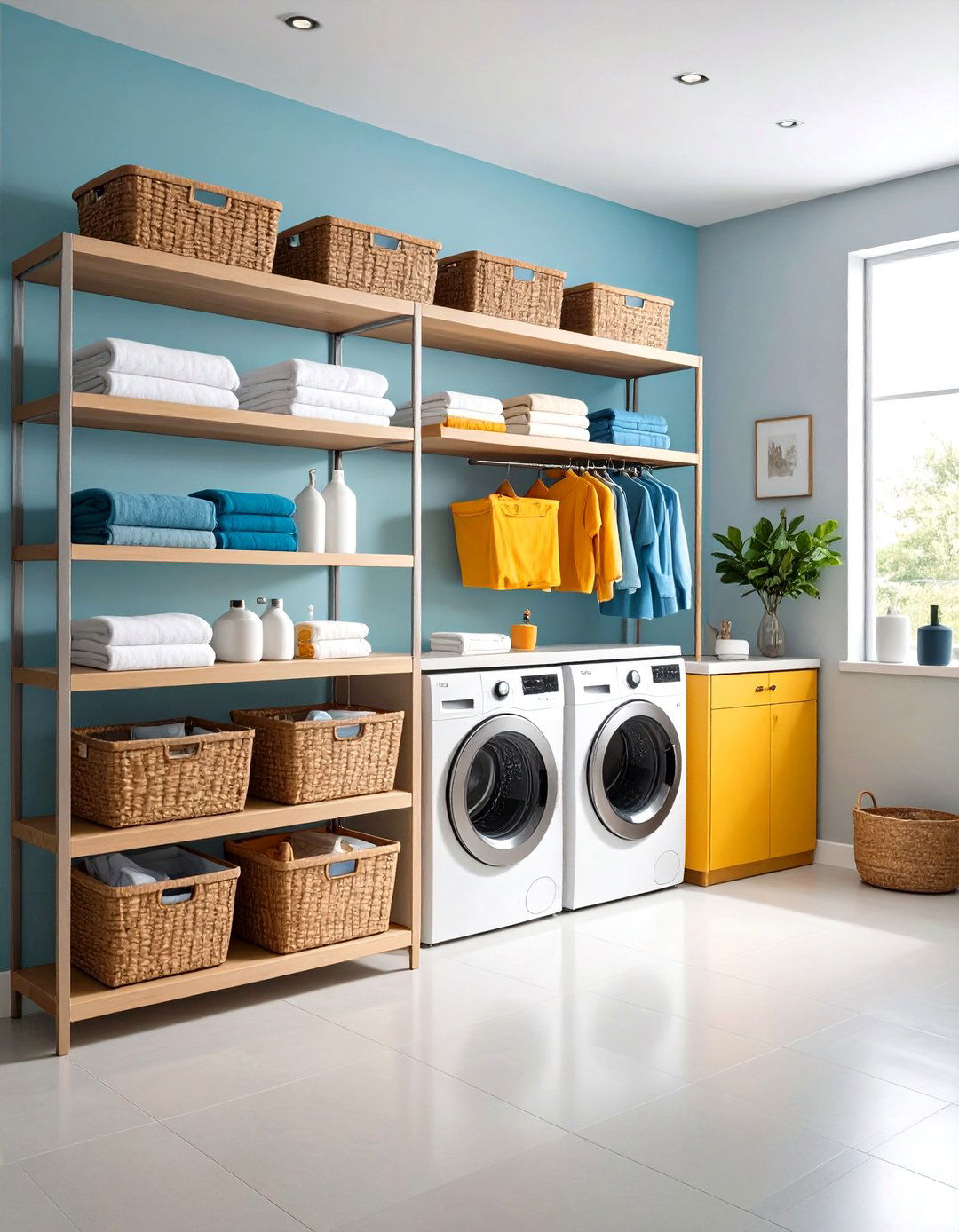 Mixed Material Laundry Room Shelf Combination - 20 Laundry Room Shelf Ideas