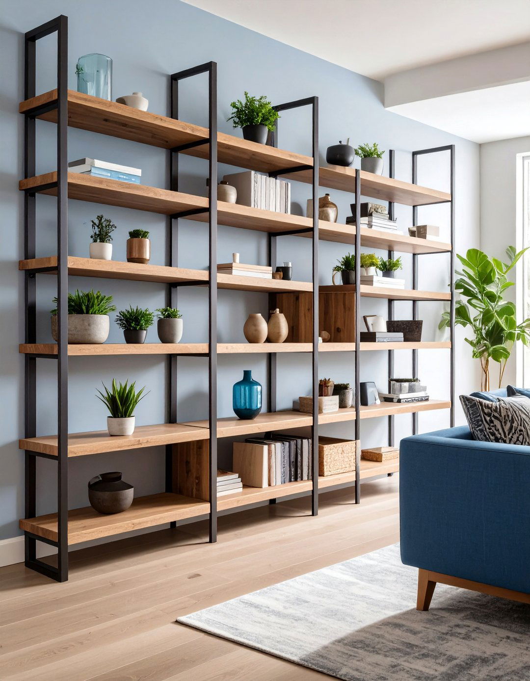 Mixed Material Living Room Shelf Contemporary Fusion - 20 Living Room Shelf Ideas