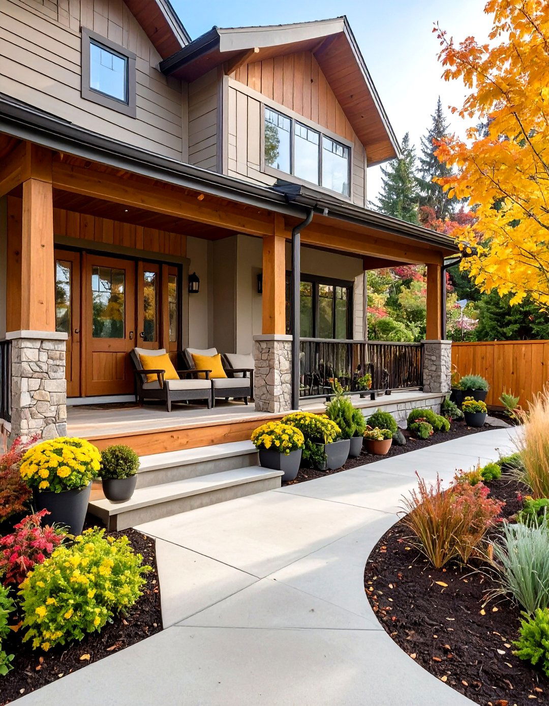 Mixed Material Modern Front Porch Oasis - 20 Modern Front Porch Ideas