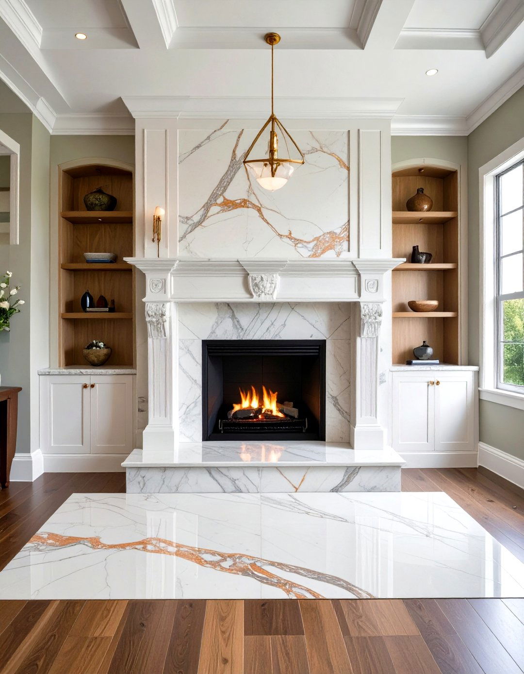 Mixed Material Mosaic Fireplace Backsplash Fusion - 20 Fireplace Backsplash Ideas