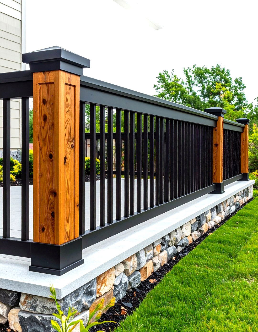 Mixed Material Mosaic Railings - 20 Front Porch Railing Ideas
