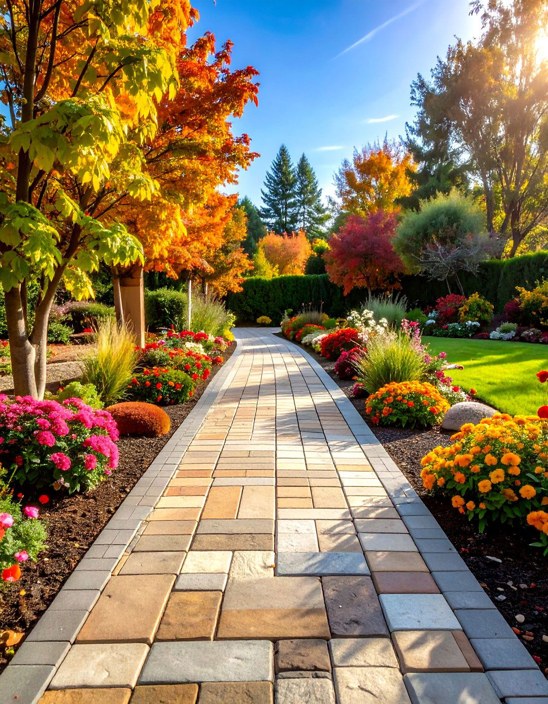 Mixed Material Paver Walkway - 20 Paver Walkway Ideas