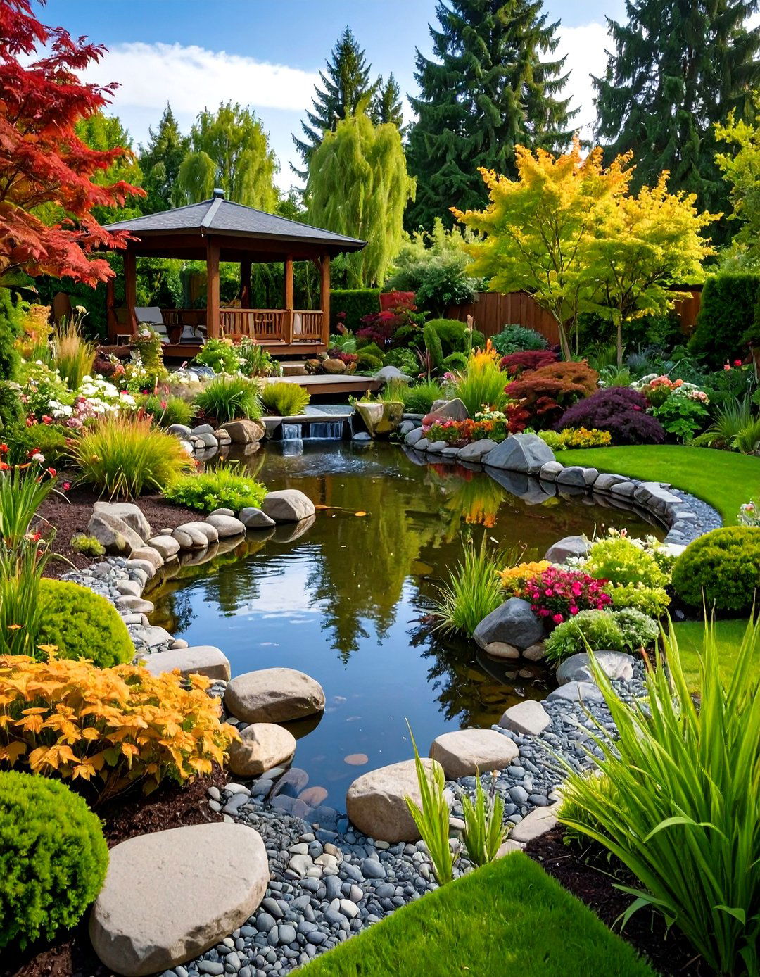 Mixed Material Pond Edging - 20 Pond Edging Ideas